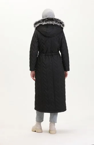 Kapüşonlu Kapitone Mont 5212-01 Siyah