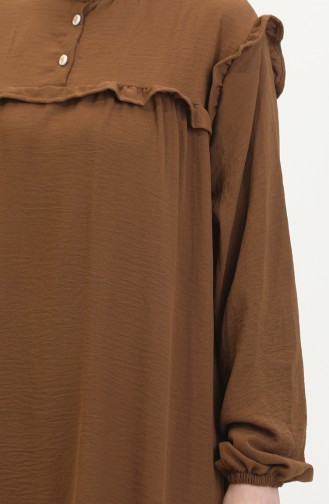 Ensemble Double Pantalon Tunique à Volants En Tissu Aerobin 1009-05 Marron 1009-05