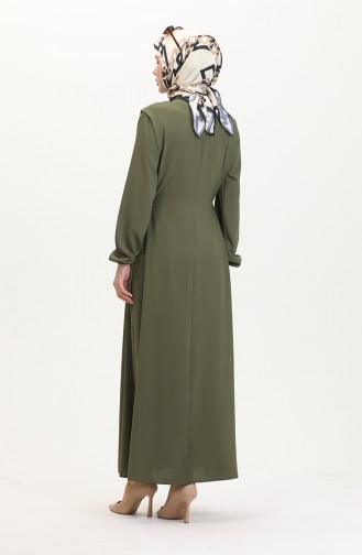 فستان برباط على الجانب 2001-11 لون أخضر كاكي 2001-11