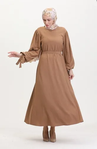 Kleid Mit Gerafften Ärmeln 1053-04 Nerz 1053-04