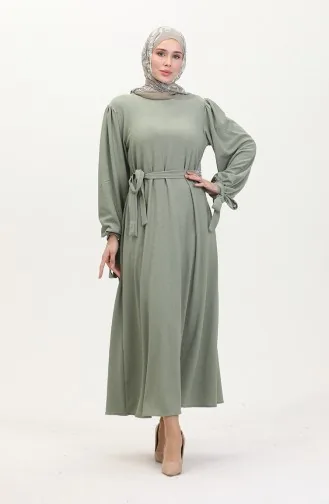 Jurk Met Geplooide Mouwen 1053-06 Groen 1053-06