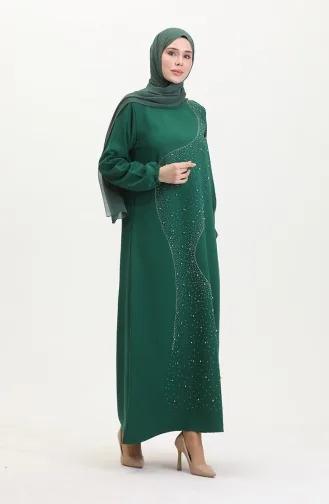 Robe De Soirée Imprimée Pierre 0407-05 Vert Emeraude 0407-05