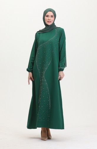 Abendkleid Mit Steindruck 0407-05 Smaragdgrün 0407-05