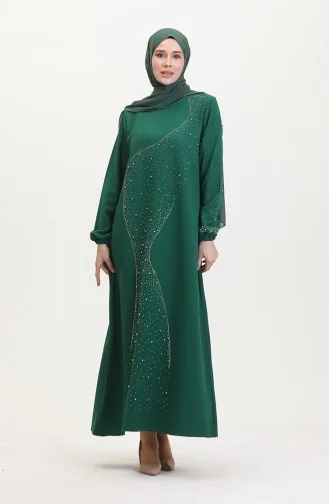 Robe De Soirée Imprimée Pierre 0407-05 Vert Emeraude 0407-05