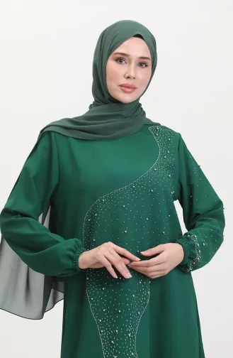 Robe De Soirée Imprimée Pierre 0407-05 Vert Emeraude 0407-05