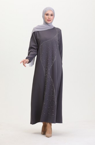 Abendkleid Mit Steinmuster 0407-06 Grau 0407-06