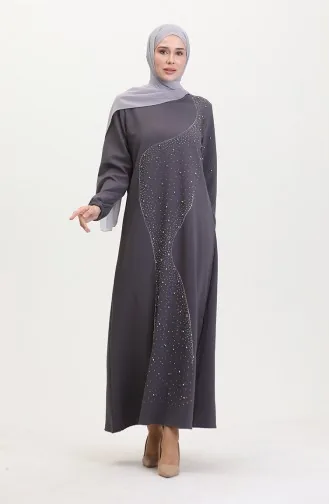 Avondjurk Met Steenprint 0407-06 Grijs 0407-06