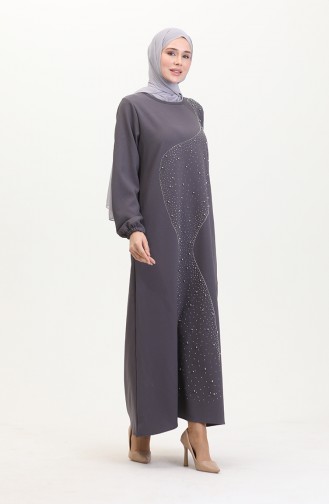 Abendkleid Mit Steinmuster 0407-06 Grau 0407-06