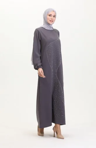 Avondjurk Met Steenprint 0407-06 Grijs 0407-06