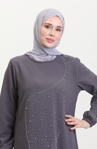 Abendkleid Mit Steinmuster 0407-06 Grau 0407-06