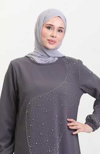 Avondjurk Met Steenprint 0407-06 Grijs 0407-06