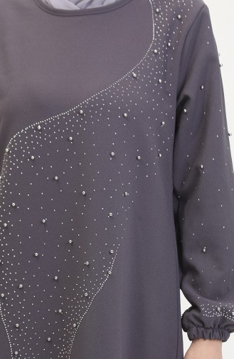 Abendkleid Mit Steinmuster 0407-06 Grau 0407-06