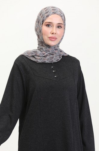 Plus Size Button Detail Dress 0532-01 Black 0532-01