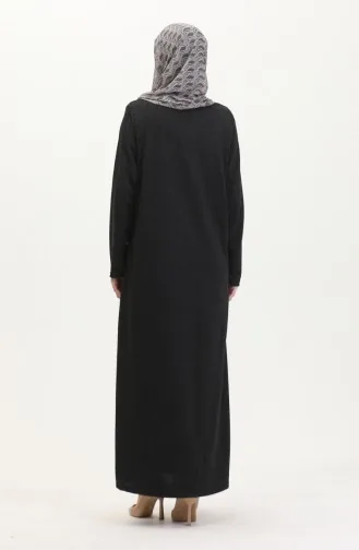 Büyük Beden Düğme Detaylı Elbise 0532-01 Siyah
