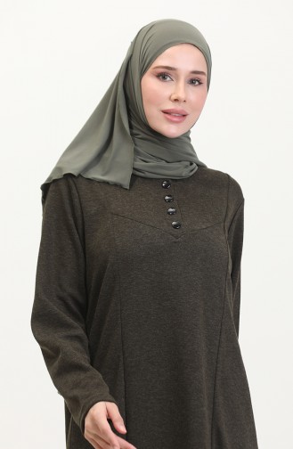 Plus Size Button Detail Dress 0532-02 Khaki 0532-02