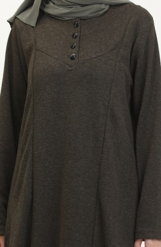 Plus Size Button Detail Dress 0532-02 Khaki 0532-02