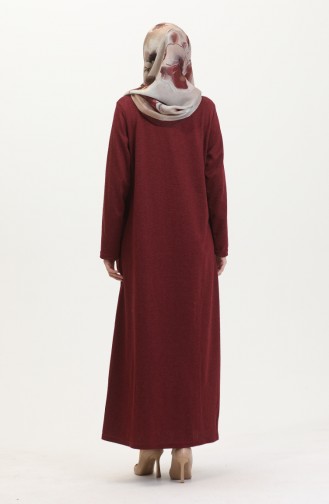 Plus Size Button Detail Dress 0532-03 Claret Red 0532-03