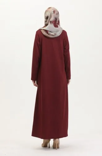 Büyük Beden Düğme Detaylı Elbise 0532-03 Bordo