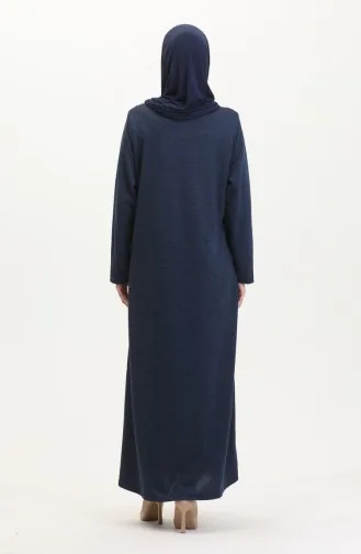 Büyük Beden Düğme Detaylı Elbise 0532-04 Lacivert