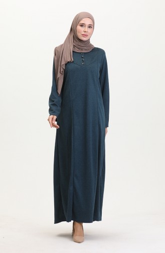 Plus Size Button Detailed Dress 0532-06 Petrol 0532-06