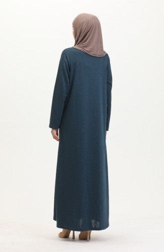 Plus Size Button Detailed Dress 0532-06 Petrol 0532-06