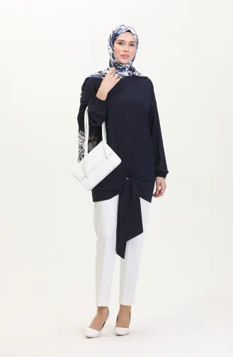 Tunique A Ceinture 1020-02 Bleu Marine 1020-02