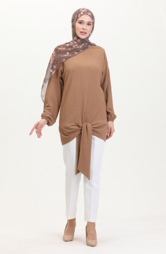 Kuşaklı Tunik 1020-04 Vizon