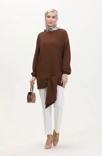 Kuşaklı Tunik 1020-06 Kahverengi