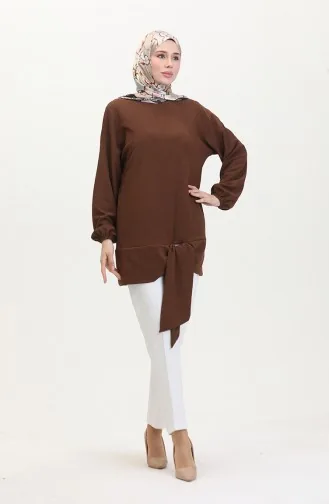 Kuşaklı Tunik 1020-06 Kahverengi
