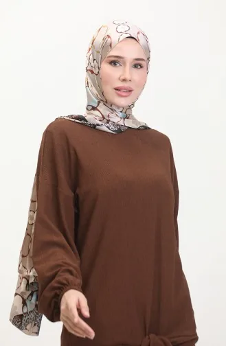 Kuşaklı Tunik 1020-06 Kahverengi