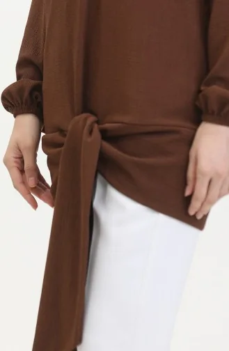 Kuşaklı Tunik 1020-06 Kahverengi