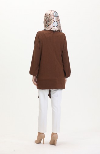 Kuşaklı Tunik 1020-06 Kahverengi