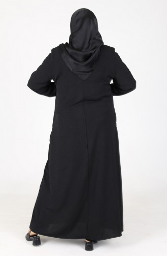 Aerobin Abaya Omra à Fermeture En Tissu 3025-01 Noir 3025-01