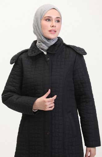 Manteau Matelassé à Capuche Grande Taille 6132-01 Noir 6132-01
