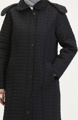 Manteau Matelassé à Capuche Grande Taille 6132-01 Noir 6132-01