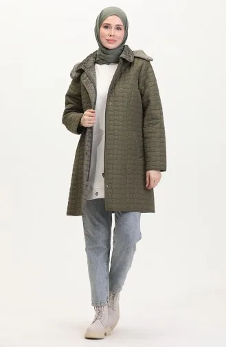 Manteau Matelassé à Capuche Grande Taille 6132-02 Khaki 6132-02
