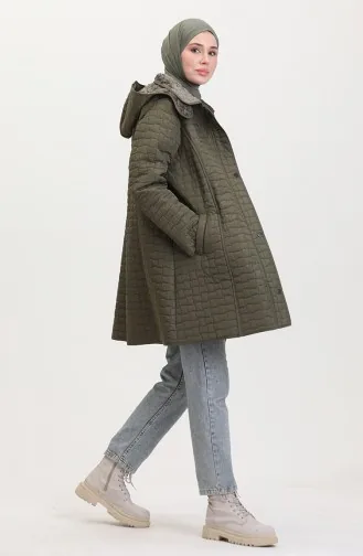 Manteau Matelassé à Capuche Grande Taille 6132-02 Khaki 6132-02