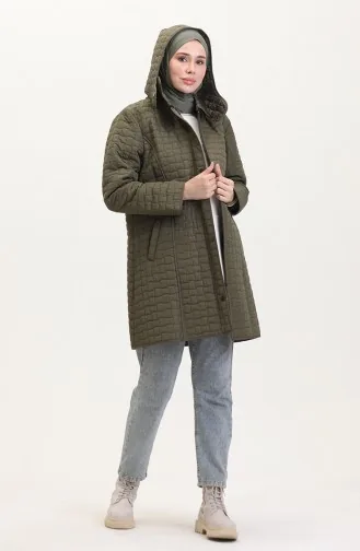 Manteau Matelassé à Capuche Grande Taille 6132-02 Khaki 6132-02