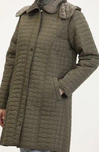 Manteau Matelassé à Capuche Grande Taille 6132-02 Khaki 6132-02