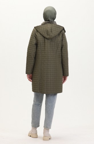 Manteau Matelassé à Capuche Grande Taille 6132-02 Khaki 6132-02