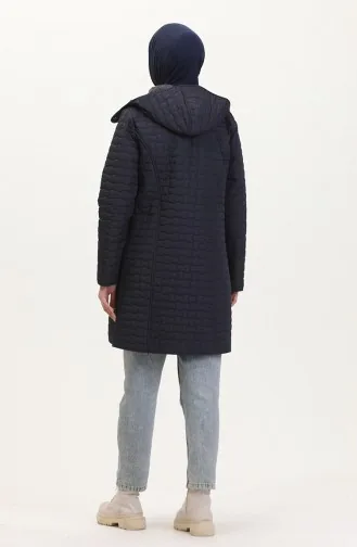 Manteau Matelassé à Capuche Grande Taille 6132-03 Bleu Marine 6132-03