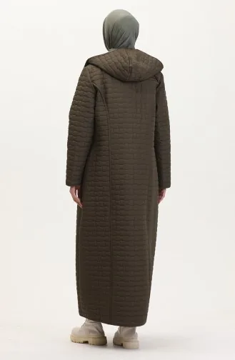 Büyük Beden Kapüşonlu Kapitone Mont 6134-01 Haki