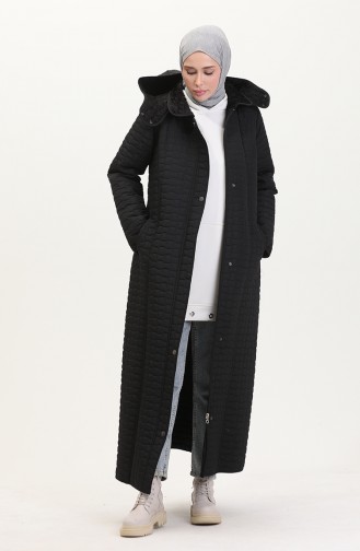 Manteau Matelassé à Capuche Grande Taille 6134-04 Noir 6134-04