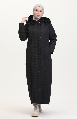 Manteau Matelassé à Capuche Grande Taille 6134-04 Noir 6134-04