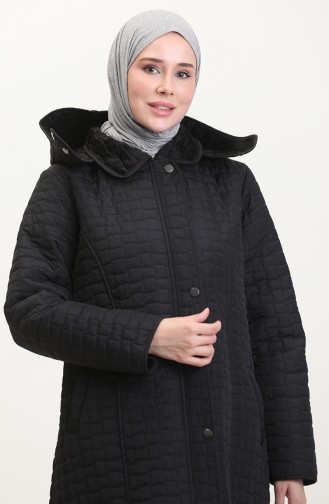 Manteau Matelassé à Capuche Grande Taille 6134-04 Noir 6134-04