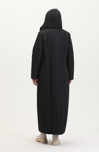 Manteau Matelassé à Capuche Grande Taille 6134-04 Noir 6134-04