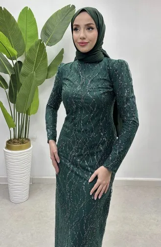 Abendkleid Aus Silbrigem Tüll 5518-03 Smaragdgrün 5518-03