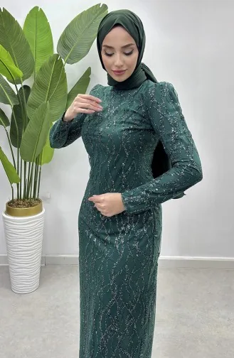 Abendkleid Aus Silbrigem Tüll 5518-03 Smaragdgrün 5518-03