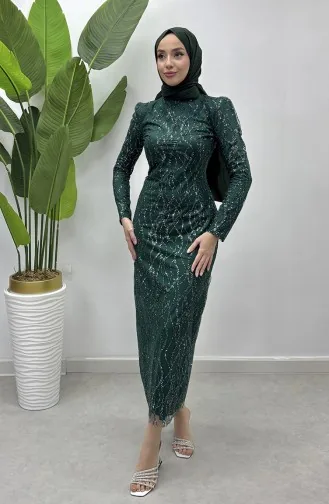 Abendkleid Aus Silbrigem Tüll 5518-03 Smaragdgrün 5518-03