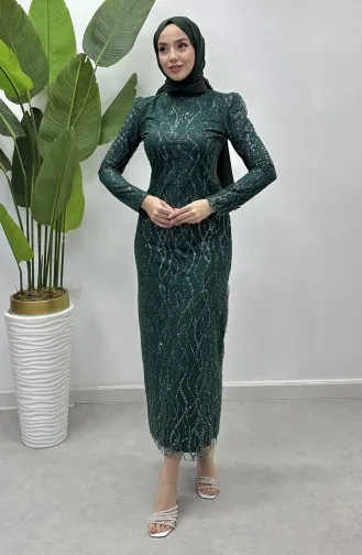 Abendkleid Aus Silbrigem Tüll 5518-03 Smaragdgrün 5518-03